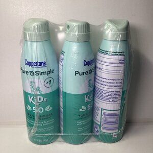 Coppertone Pure & Simple Kid's 100% Mineral Sun Protector 50 - New 3 Bottles